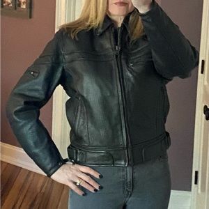 Joe Rocket Size Small Men’s Black Leather Motorcycle Jacket (or Medium Women’s)